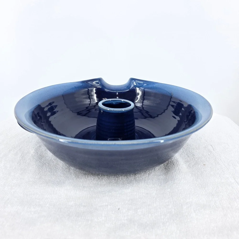 Tumbleweed Pottery Cobalt Blue Ceramic Chicken Baker Vertical Roaster Spout